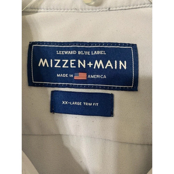 Mizzen + Main Trim Fit Light Blue Button Front Shirt Size XXL (K6) - Picture 3 of 7